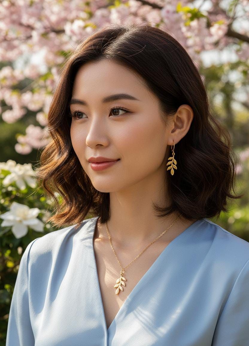 Leaf chain locket set