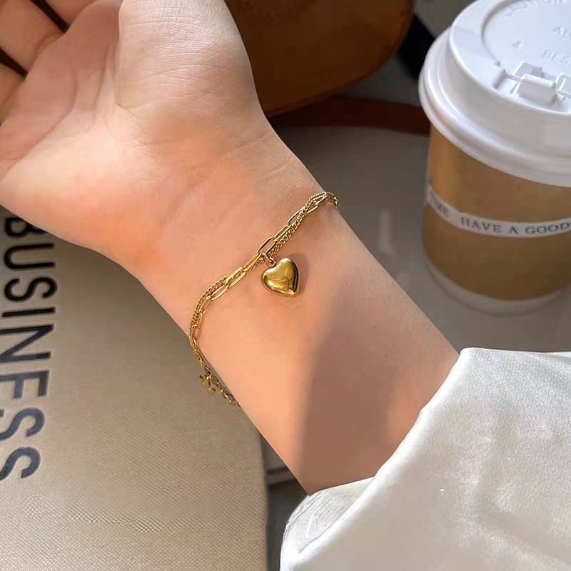 Stainless steel heart ❤ anklet plus bracelet 