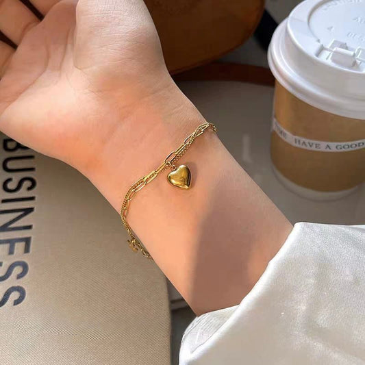 Stainless steel heart ❤ anklet plus bracelet 