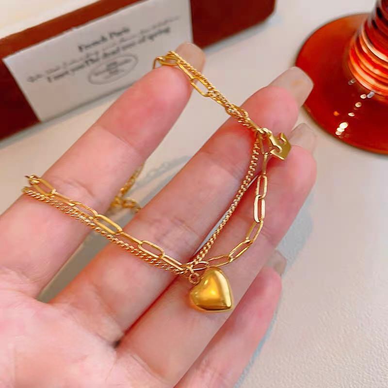 Stainless steel heart ❤ anklet plus bracelet 