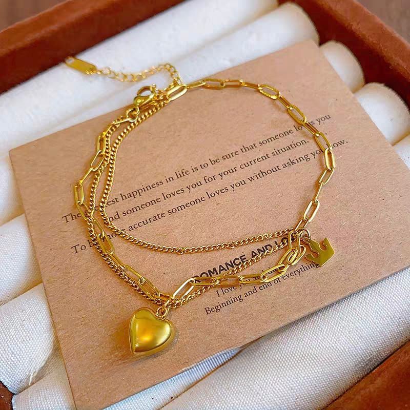 Stainless steel heart ❤ anklet plus bracelet 