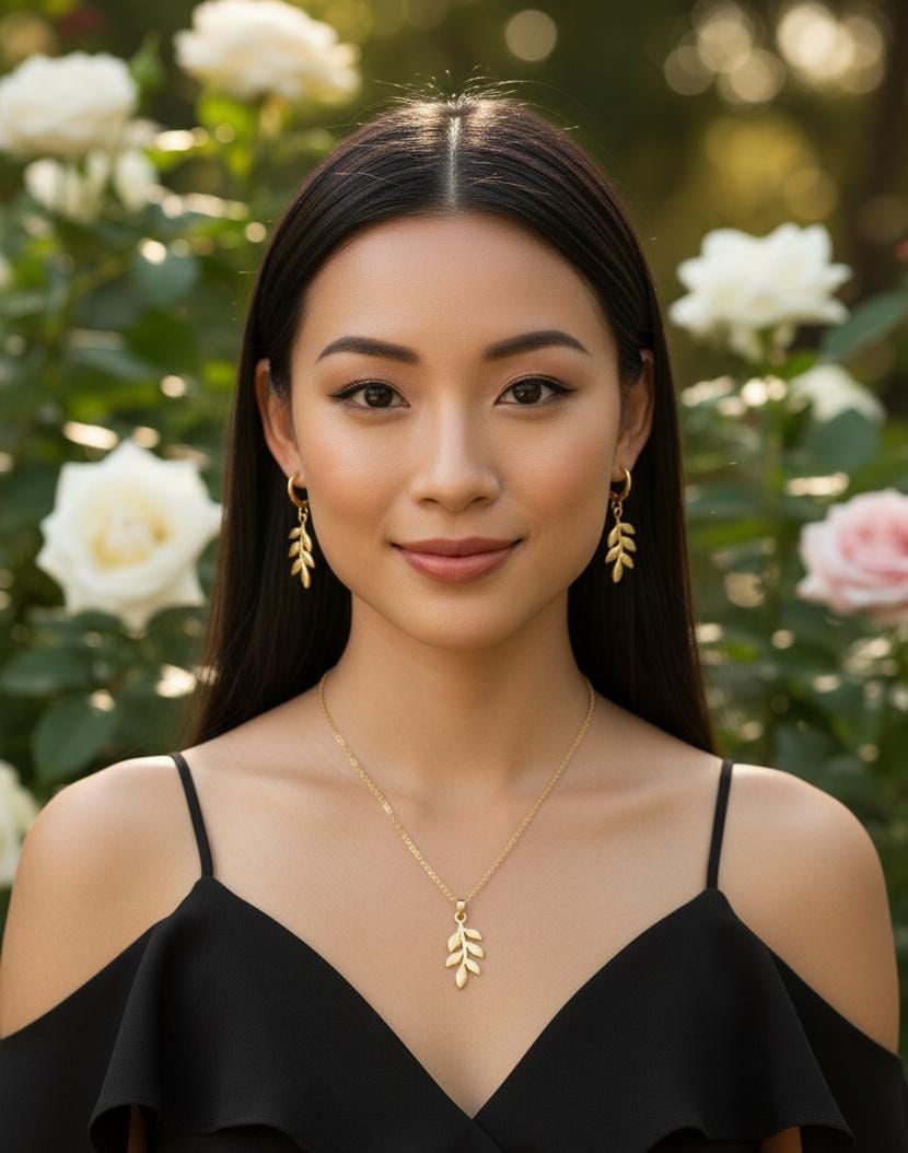 Leaf chain locket set