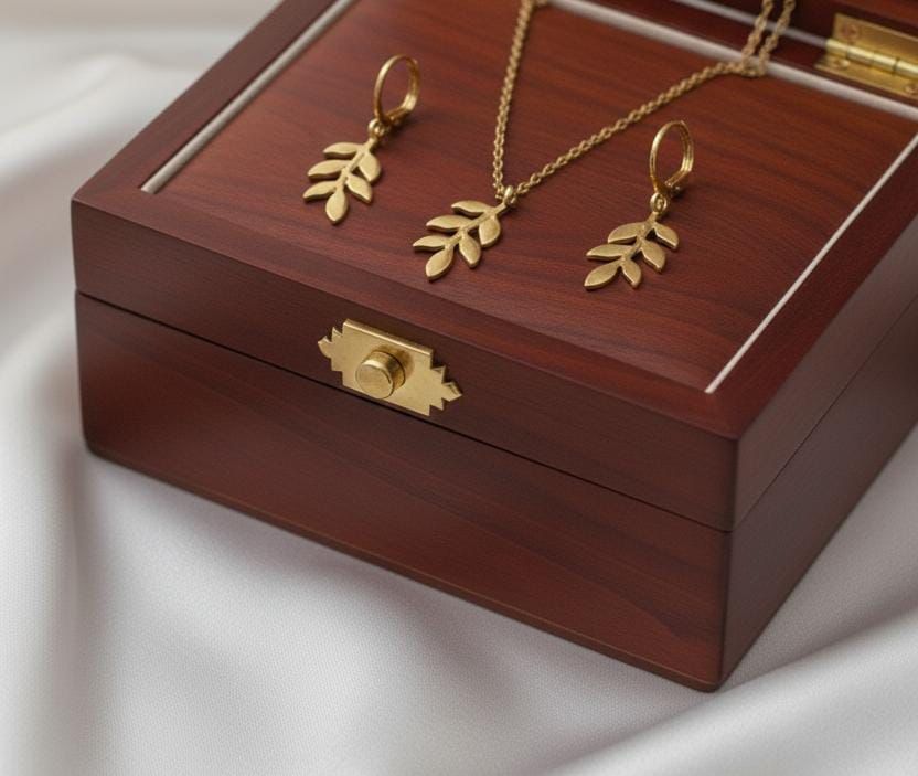 Leaf chain locket set